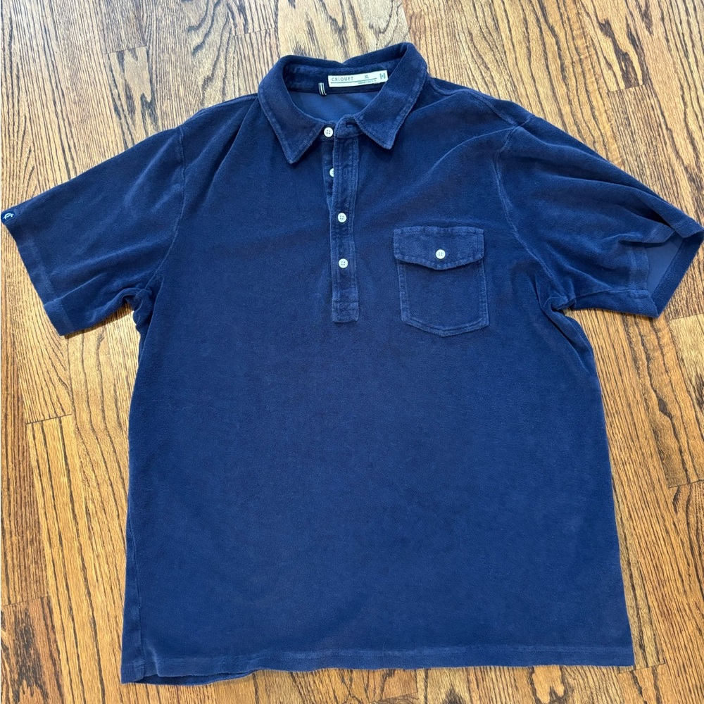 Criquet terrycloth player’s shirt in navy. Size: XL